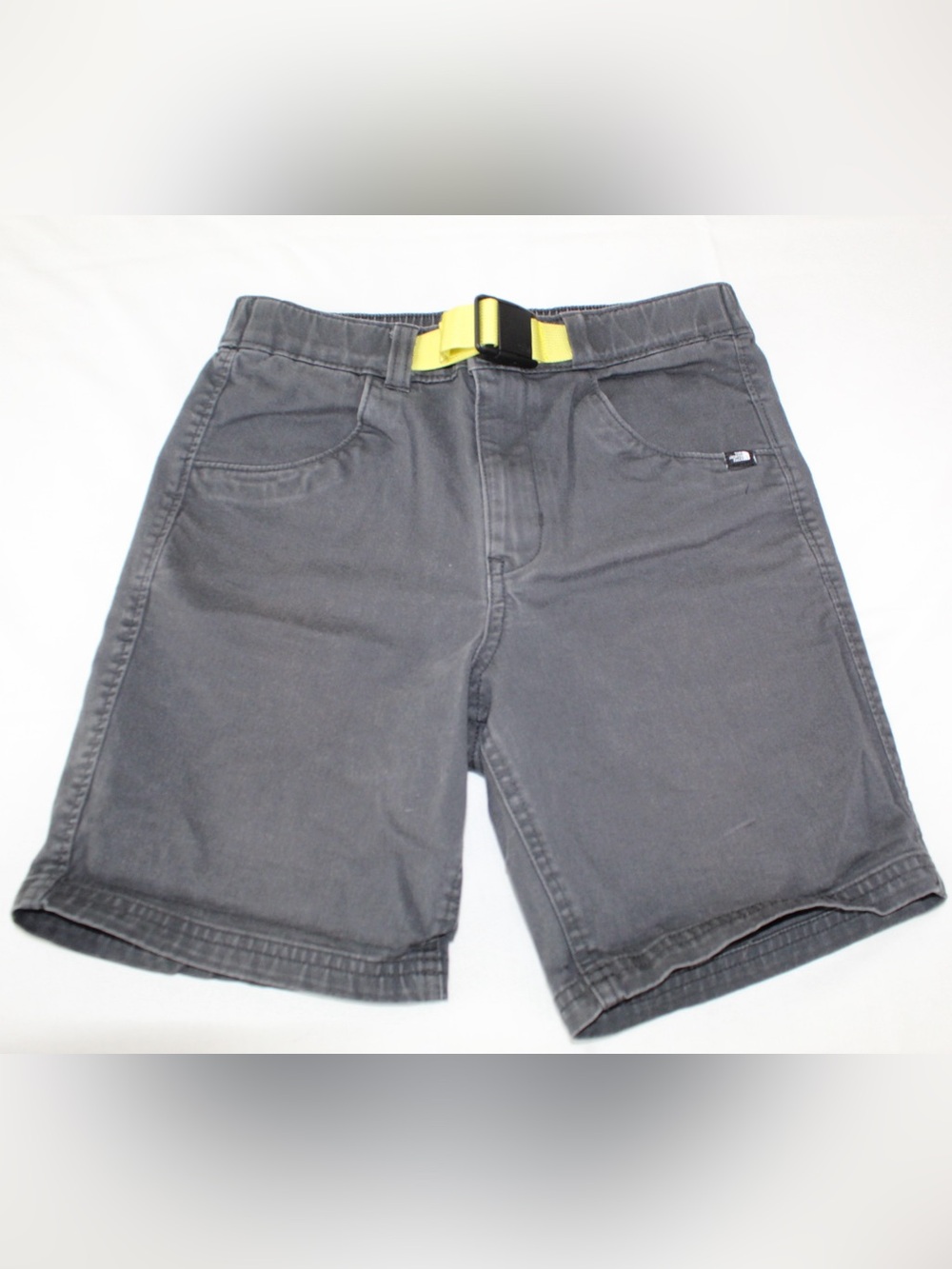 The North Face Size Medium Gray Kids' Shorts with Yellow Web Shorts Belt